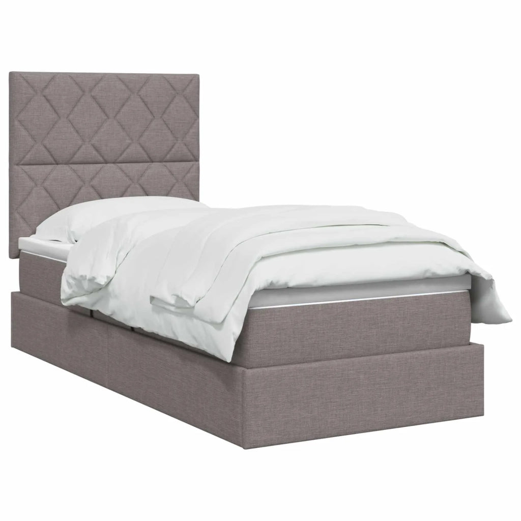 Letto con contenitore e materasso Tortora 100 x 200 cm Tessuto 3459549