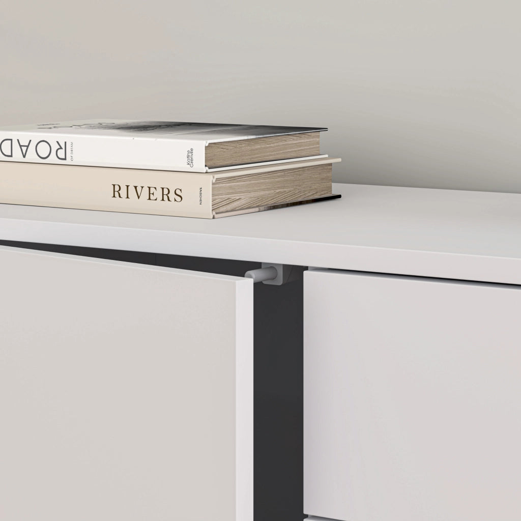 Comò Paarl con 2 Ante e 2 Cassetti 74x79x36 cm - Bianco Opaco [en.casa]