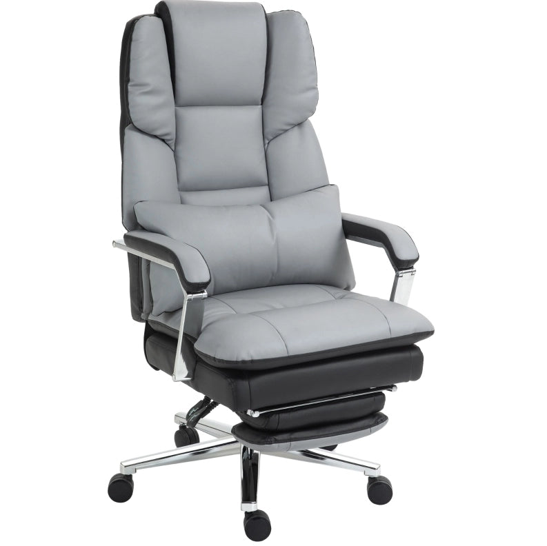 Sedia da ufficio ergonomica grigia con poggiapiedi