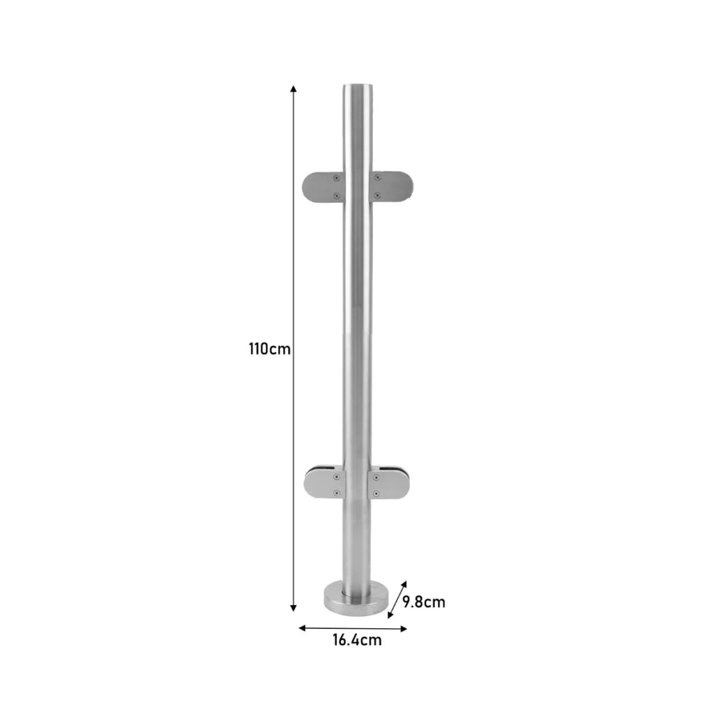 Palo Centrale della Balaustra Alto 110cm in Acciaio Inossidabile Solido Robusto