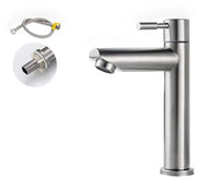 Acquasistema in acciaio inossidabile per rubinetto singolo freddo - Bagno - Cucina Rubinetto in metallo - Design moderno - Manutenzione facile - Installazione - Decorazione domestica - Incluso tubo esplosione sicuro 80cm