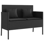 Panchina da Giardino | Panca da Giardino con Cuscini Nera in Polyrattan