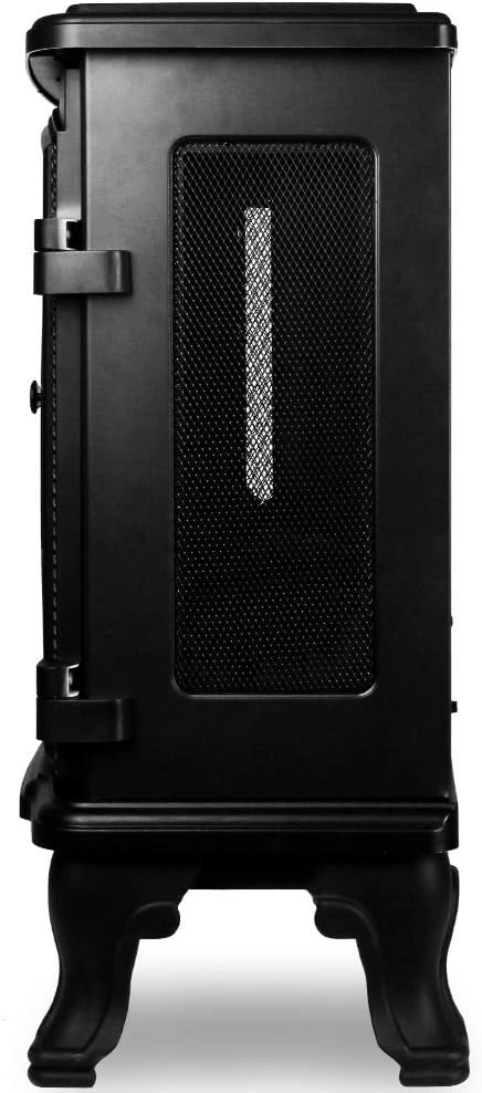 DEUBA® Caminetto Elettrico 2000W Termocamino Luce LED Effetto Fiamma Realistico Stufa Elettrica Camino Nero Doppia Porta