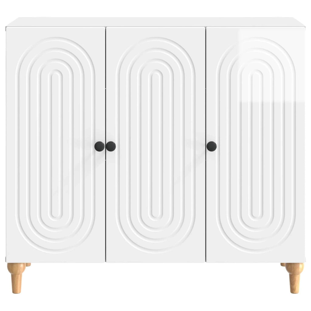 Credenza Bianco Lucido 89 x 34,5 x 80 cm Legno ingegnerizzato