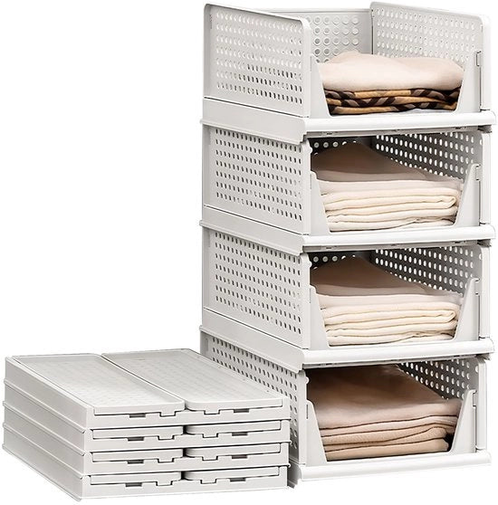 Organizzatore 4 in 1 pieghevole, cassetti ripiegabili, armadio per bagno, camera da letto, cabina armadio, bianco