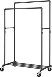 Pulitore per abiti HSR60B per carichi pesanti fino a 110 kg - resistente - design industriale - portatile - standard per armadi con 2 stanghe per abiti - nero Pulitore per abiti