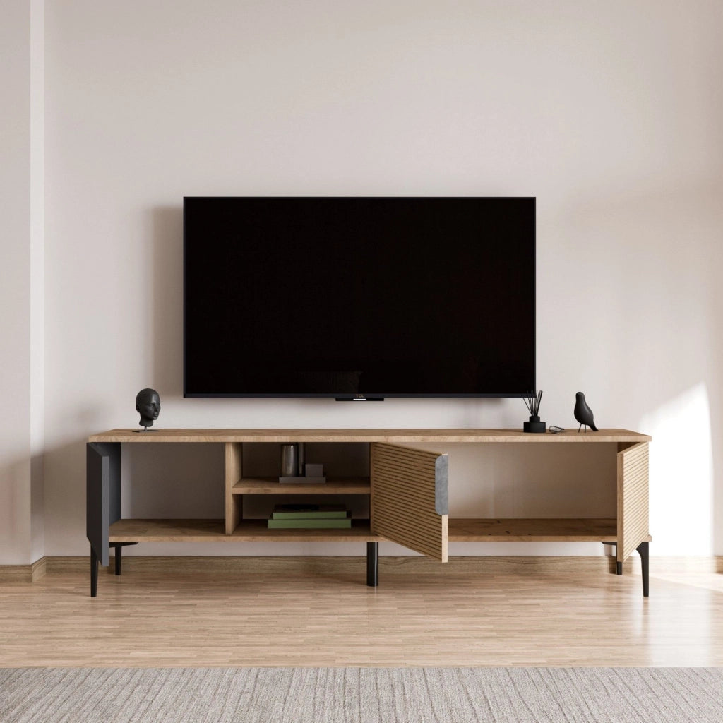 Imerese, Mobile Porta tv 2 Ante, 180x33x49h cm Marrone Rovere