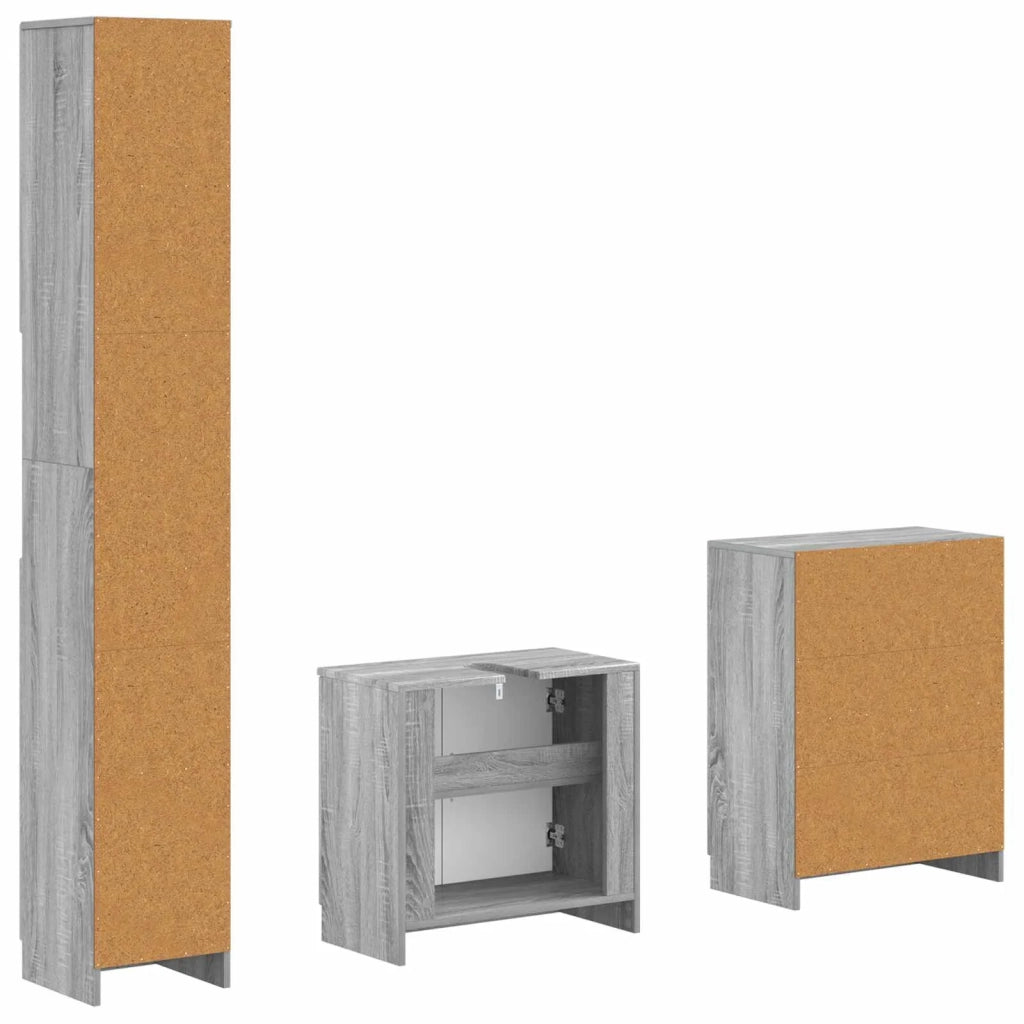 Set di armadietti da bagno in 3 pezzi UTRECHT Sonoma grigio 3417492