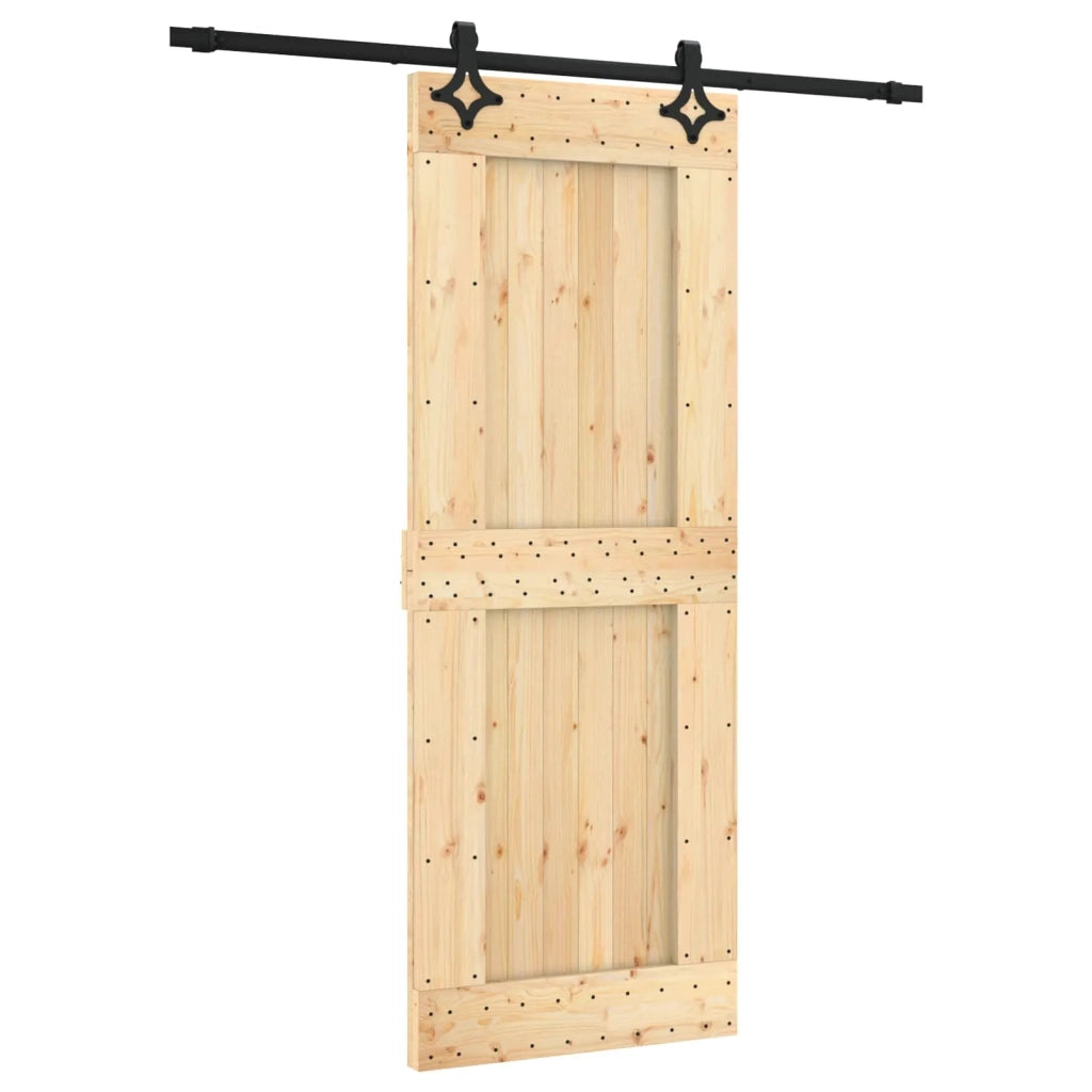 Porta scorrevole Naturale e Nero 80 x 210 cm