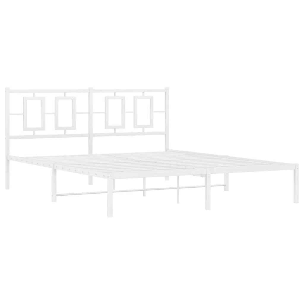 Giroletto con Testiera-Struttura Letto con testiera Metallo Bianco 150x200 cm 862914