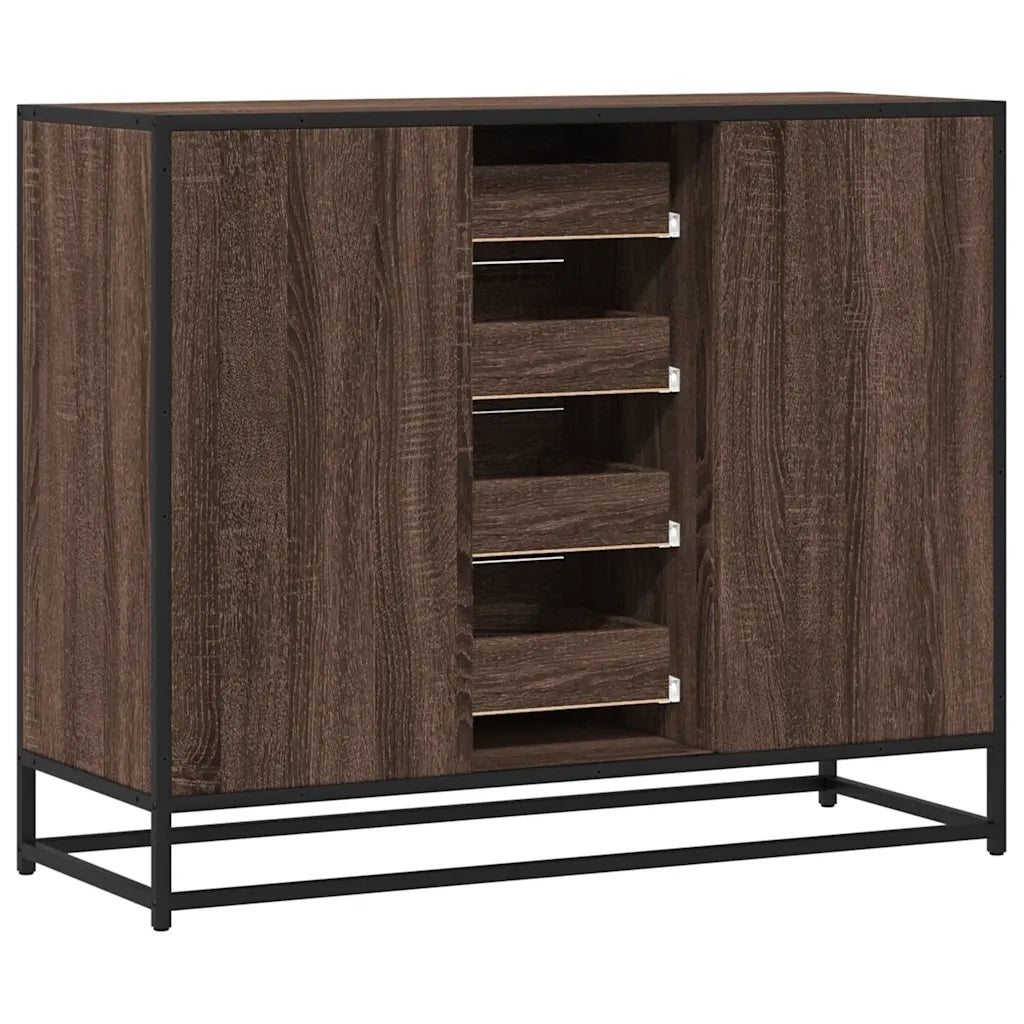 Credenza Rovere Marrone 92x35x76 cm in Legno Multistrato