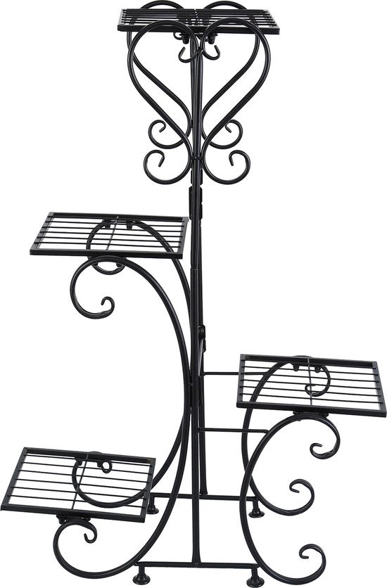 Pannelli per fiori 4 livelli in acciaio per interni e balconi con molteplici vasi - stilevole archiviazione e esposizione - 81 cm