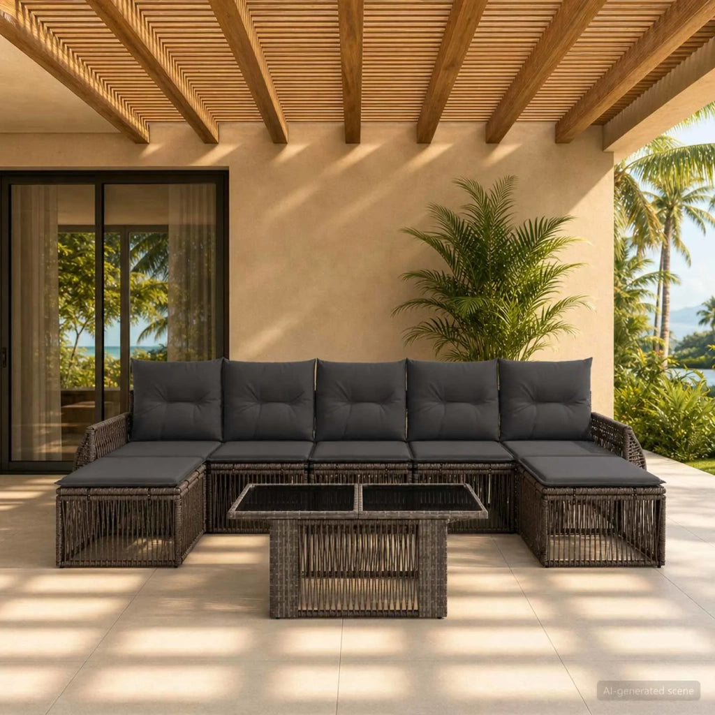 Set Divano da Giardino 8 pz Grigio e Grigio Scuro polyrattan 3436985