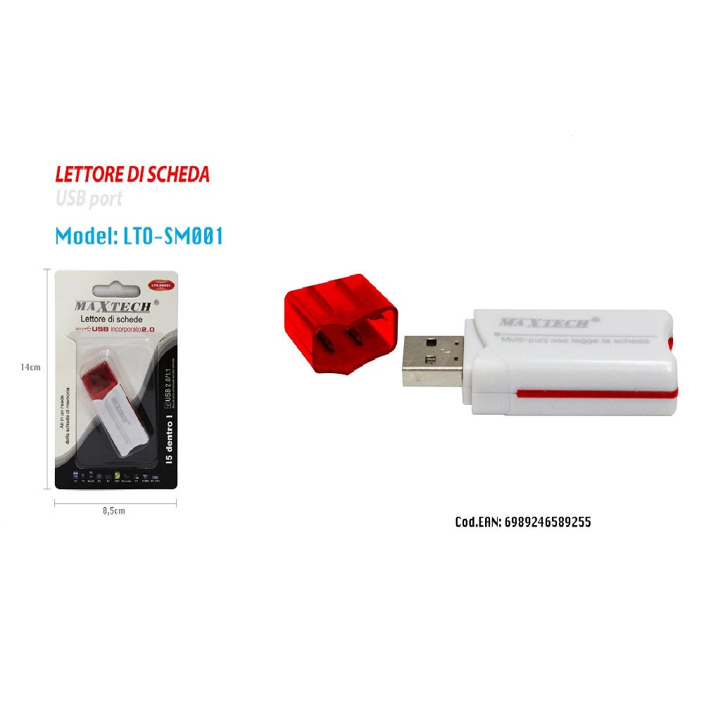 Trade Shop - Maxtech Lto-sm001 Lettore Di Schede Card 5in1 Usb 2.0 Ms Sd Mmc Tf Ad Alta Velocita' -