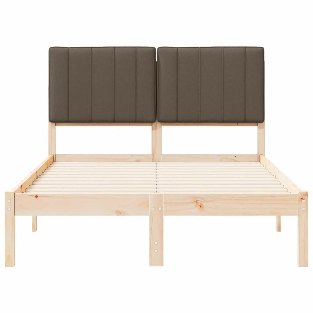 Letto con Testiera Rivestita Naturale e Taupe 120 x 200 cm 878052