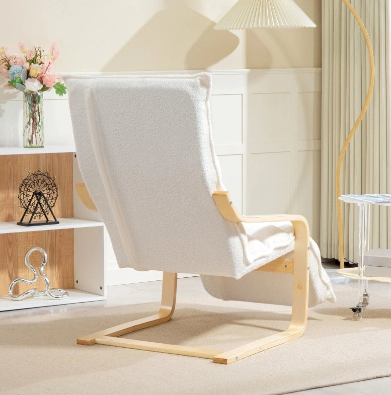 Poltrona relax 67x93-114x105 cm con poggiapiedi regolabile; movimento oscillante; poliestere bianco