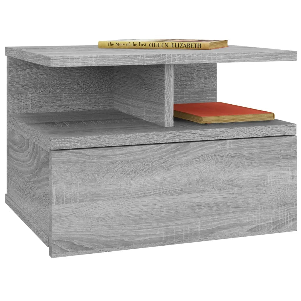 Comodino Pensile Grigio Sonoma 40x31x27cm in Legno Multistrato cod mxl 31123