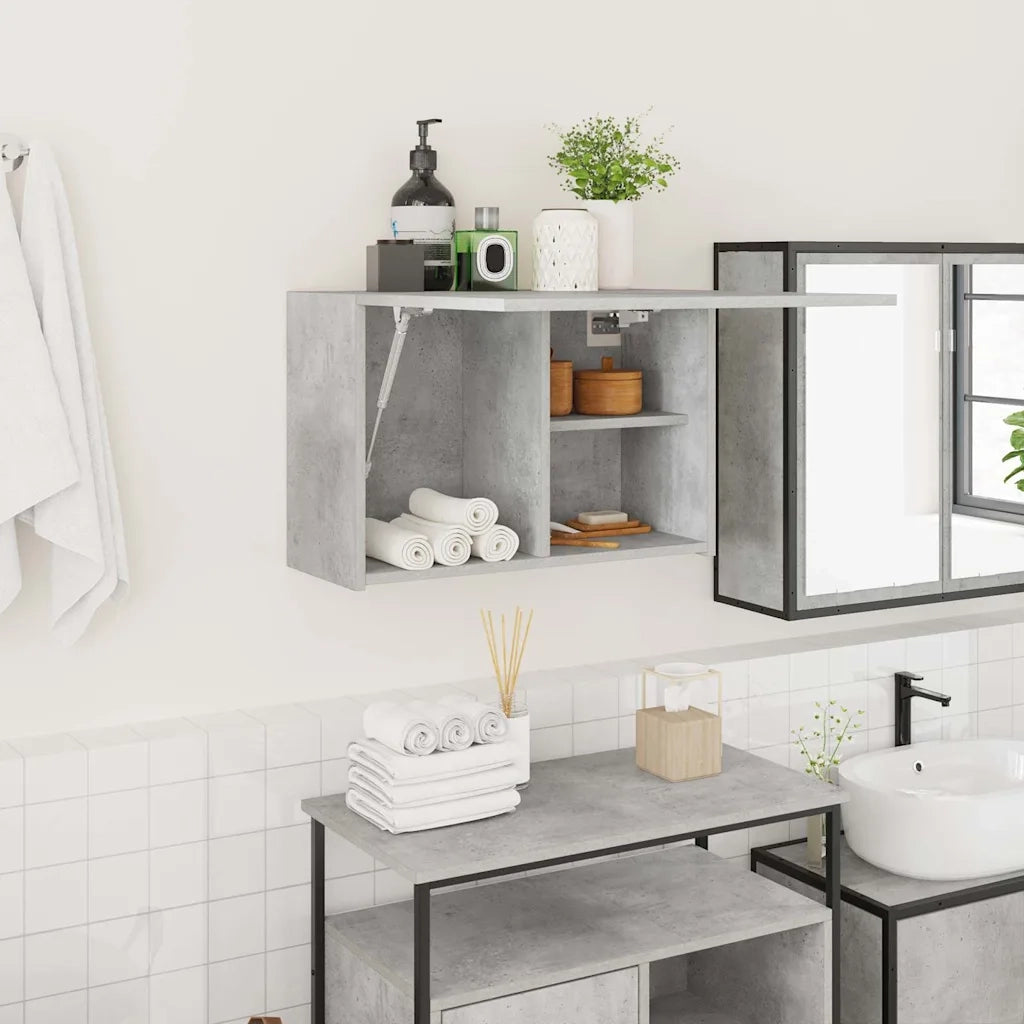Armadietto da Bagno Grigio Cemento 60x25x40 cm in Truciolato