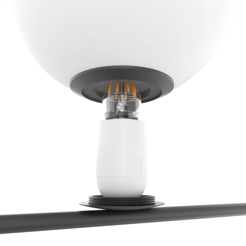 HOLLY APPLIQUE-PLAFONIERA 2 LUCI ATTACCO E27 NERO CON VETRO BIANCO SOFFIATO OPACO