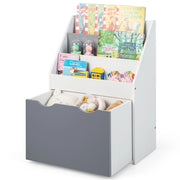 Scaffale per bambini con 3 ripiani e scatola di giocattoli-Libreria perfetta per la stanza dei giochi Grigio