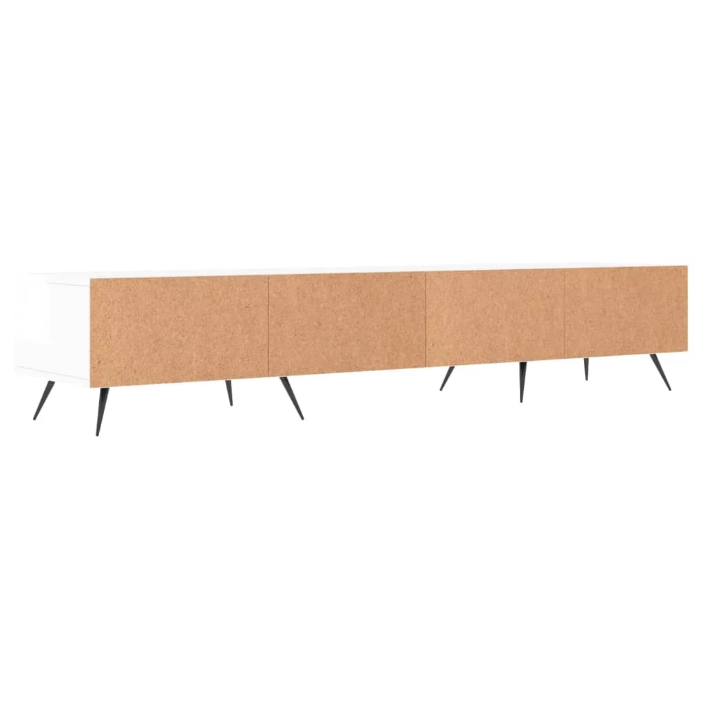 Mobile TV multimediale mensola TV credenza TV sala da pranzo soggiorno camera da letto finitura lucida 150 x 36 x 30 cm legno ingegnerizzato bianco 02_0027046