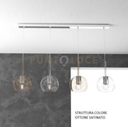 SOSP. OTTONE SAT. RETTANGOLARE 4 LUCI VETRI TUTTI PICCOLO (2 X TRASPARENTE + 2 X AMBRA) 1155OS-S4 RP-TA