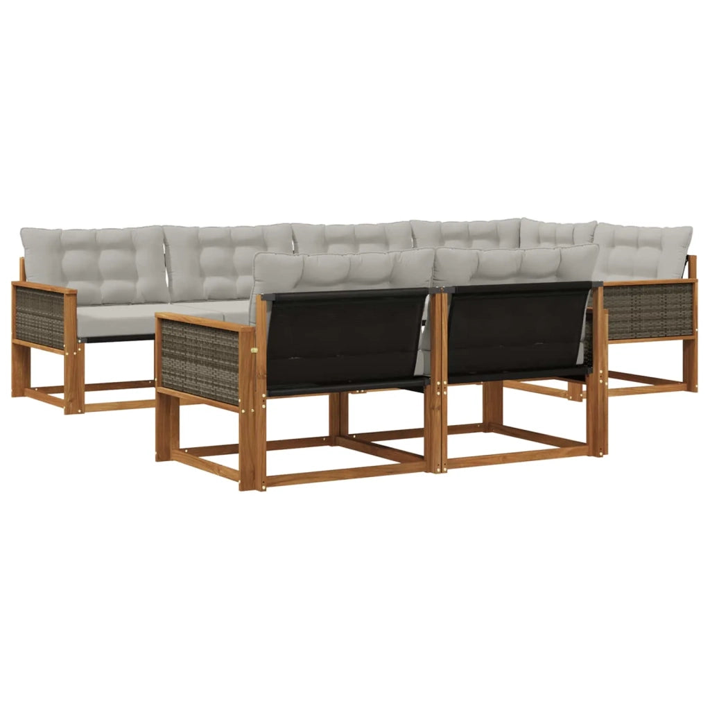 Set di divani da esterno 7 pz Naturale e Grigio Chiaro 3381483