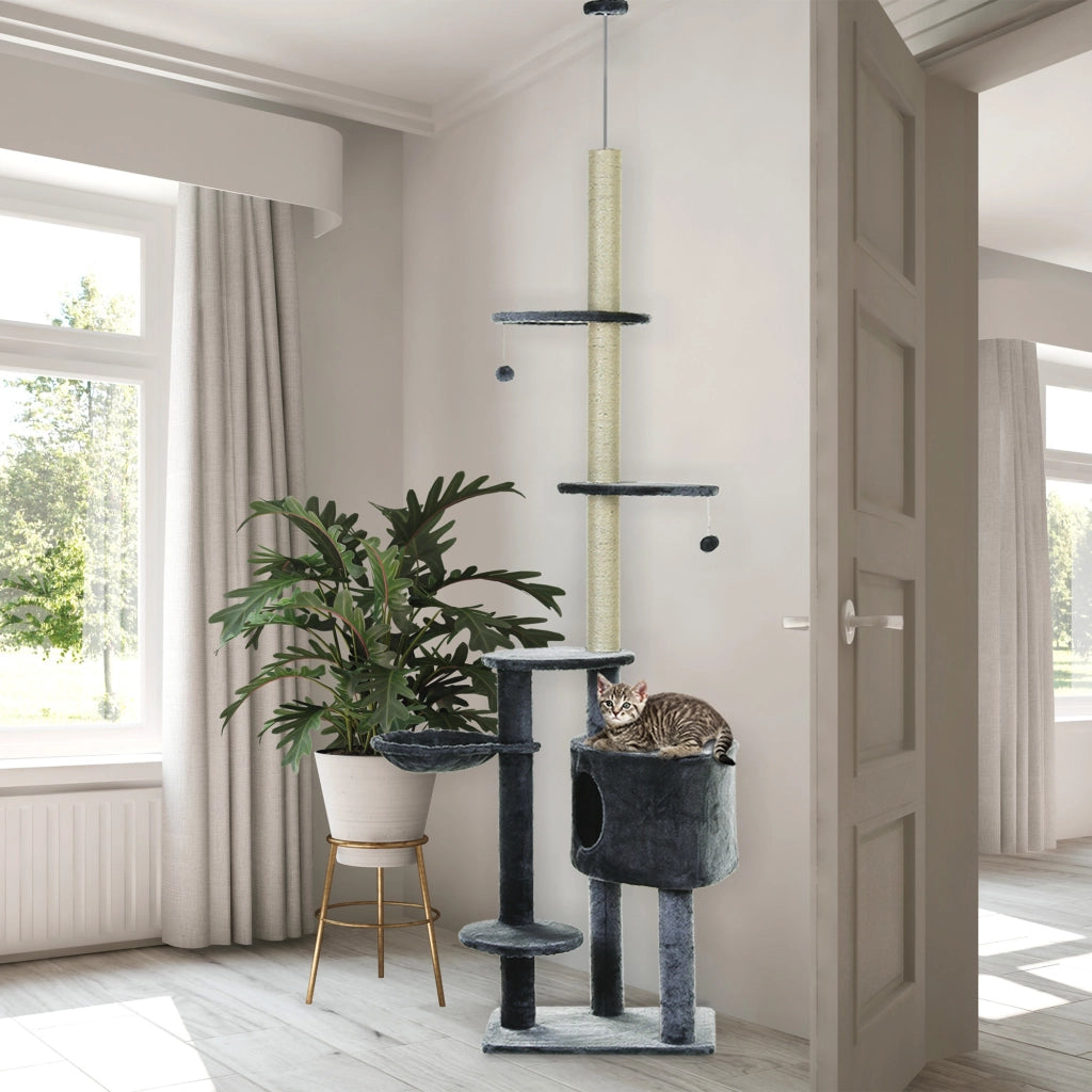 Albero tiragraffi per gatti ¨C zephmum ¨C Grigio scuro 220-265 cm