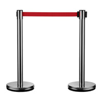 Colonnine tendinastro 320 x 70 x 900 mm, Set 2 paletti delimitatori in acciaio inox con nastro rosso