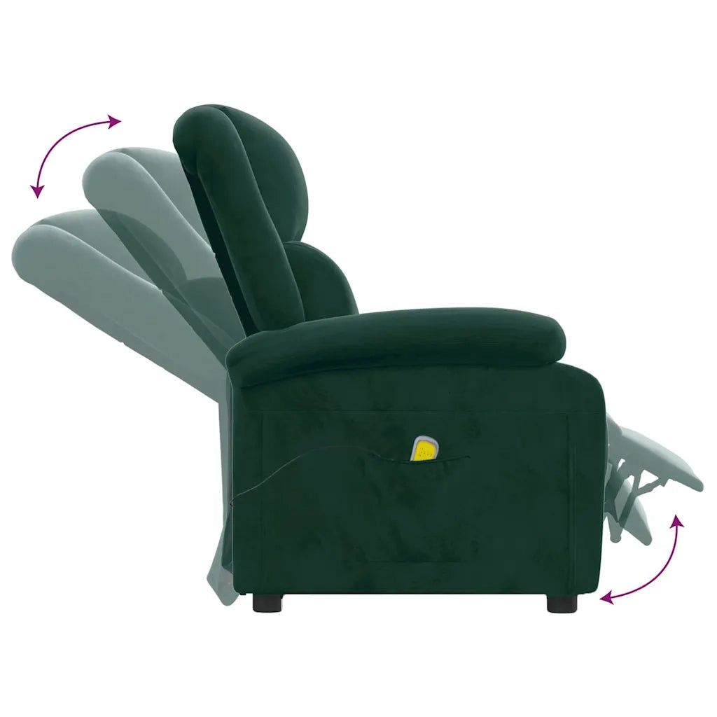 Divano Sedia-Poltrona Massaggiante Verde Scuro in Velluto