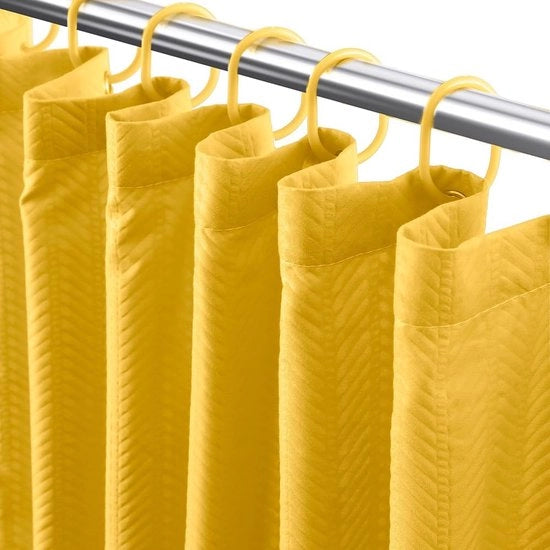 Set di tenda doccia in gomma con motivi foglia e 12 ganci