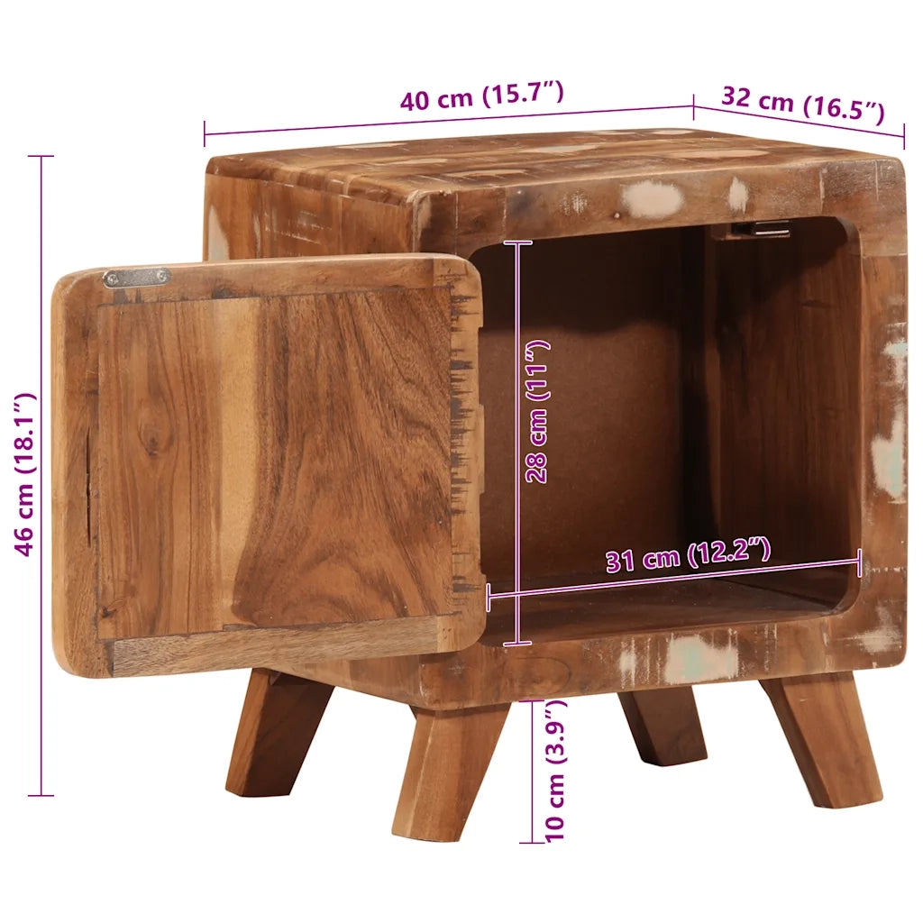 Comodini 2pz-Set di 2 Tavolino da notte 40x32x46 cm in Legno Massello di Recupero 441148
