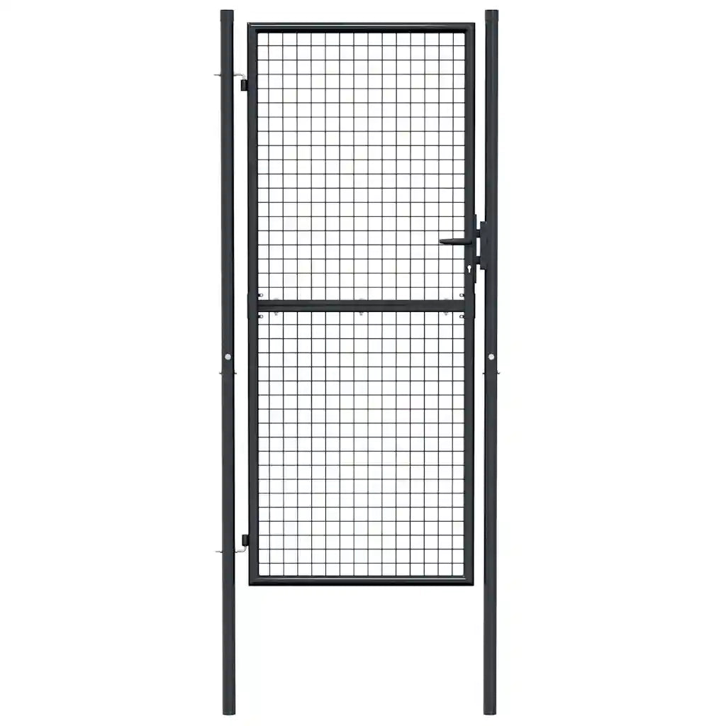 Cancello da Giardino in Rete di Acciaio Zincato 100x200 cm Grigio 145775