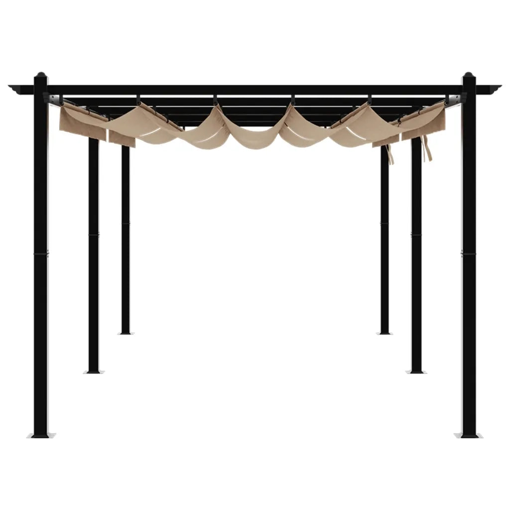 Gazebo da Giardino con Tetto Retrattile Tortora 3x6 m Alluminio