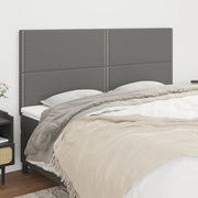 Testiera-Testata Decorativa Grigio Scuro 200x5x118/128 cm Tessuto 459789