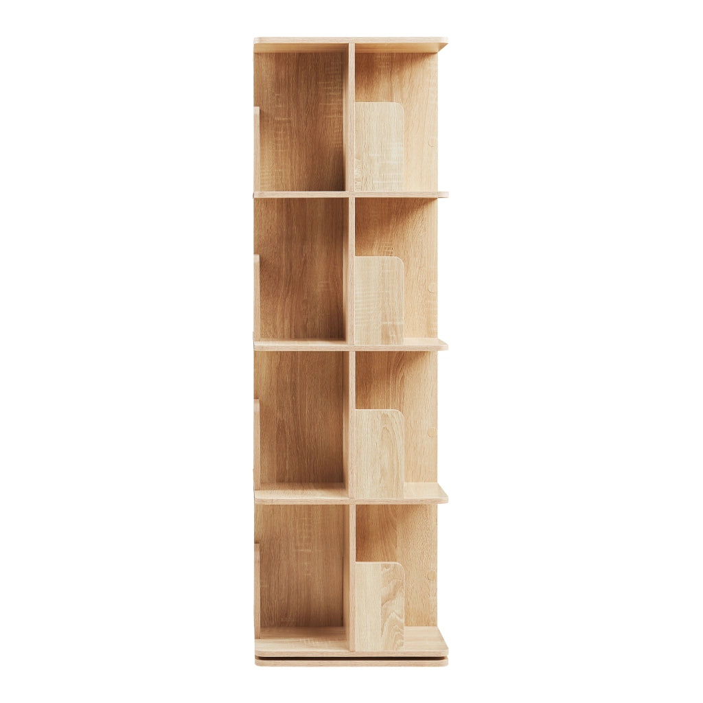 Libreria Girevole per Cameretta Talöpintaa Scaffale Rotante Espositore 129x40x40 cm Effetto Rovere [en.casa]