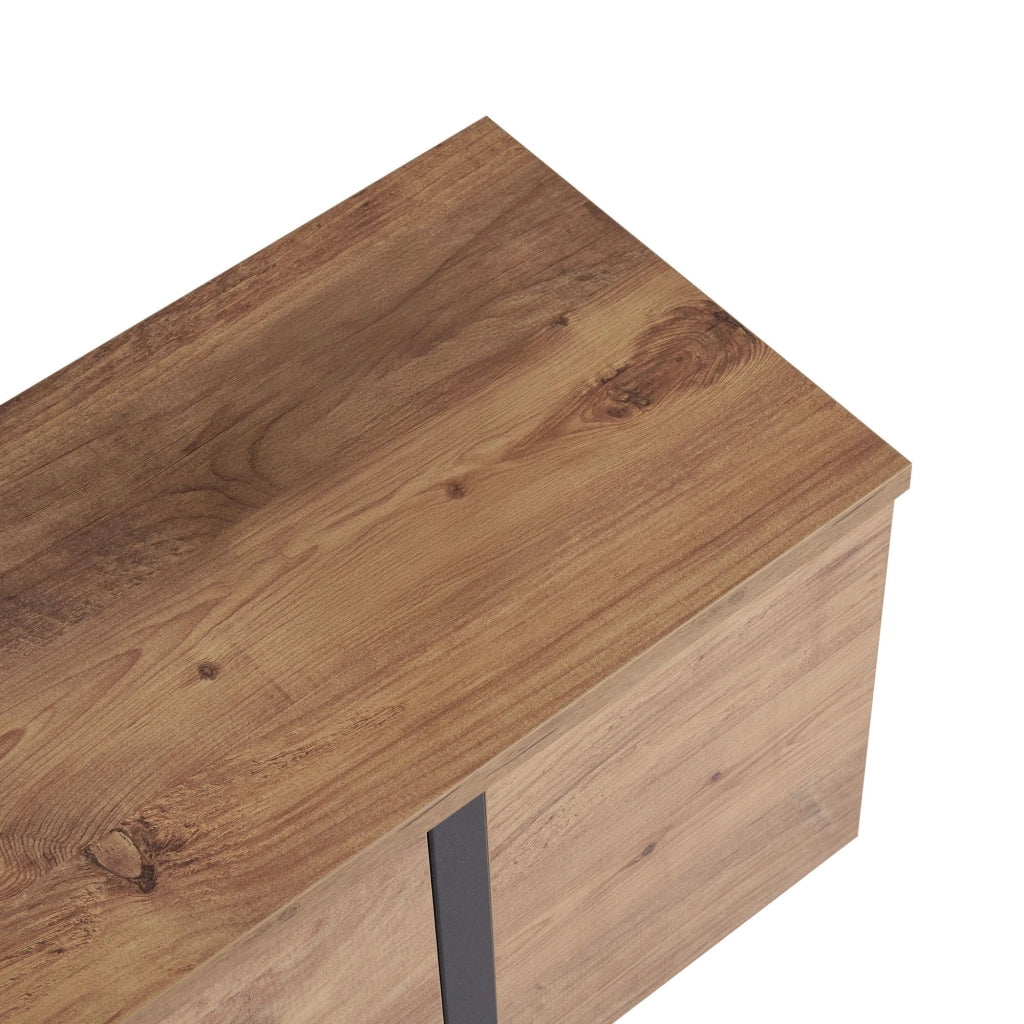 Porta TV in legno "Onera" - 180 x 30 x 50 cm - Pino Atlantico / Nero