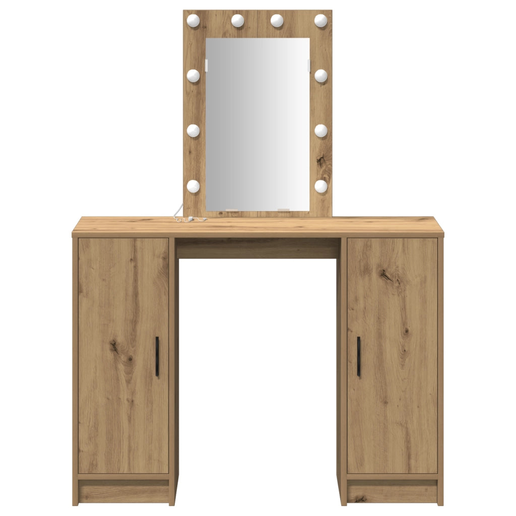 Toeletta con Luci LED in Rovere Artigianale 102x33x135 cm