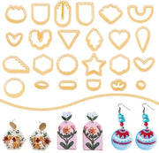 Accessori in Polimero per Artigianato - 24 Pezzi - Orecchini in Polimero - Forme: Cuore, Stella, Cerchio, Triangolo - Accessori per Artigianato - Attività Creative - Varie Forme - Fai da Te