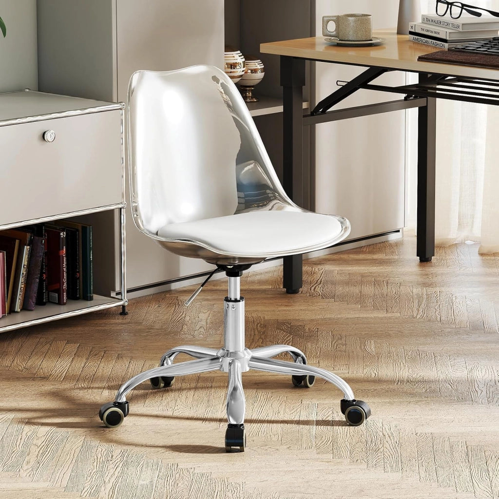 Sedia da Scrivania Ergonomica, Altezza Regolabile | Sedia da Ufficio Girevole, Seduta Imbottita, Sgabello senza Braccioli, con Ruote, Portata 150 kg, per Casa e Studio