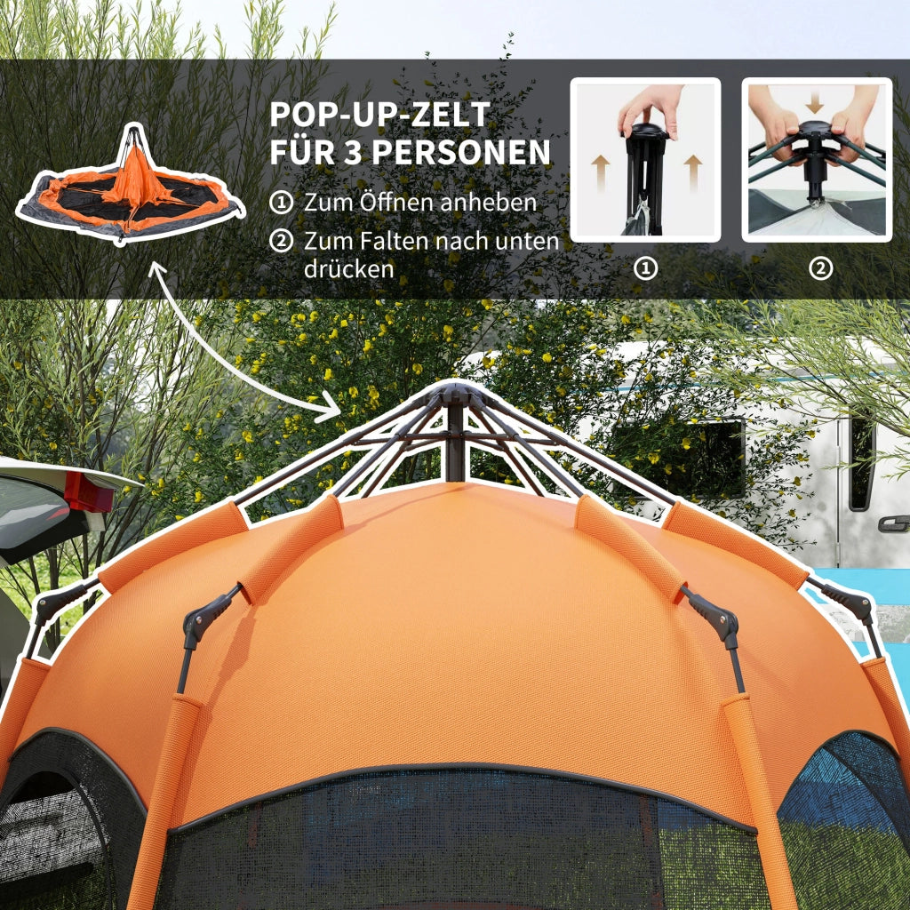 Tenda familiare Tenda Quick-Up Tenda a doppia parete per 4-6 persone; 4 stagioni; impermeabile; con zanzariera; 2 porte