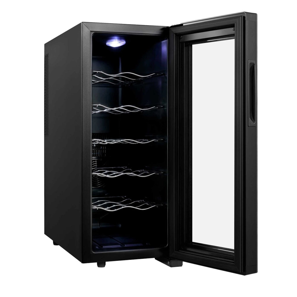 Cantinetta vino 12 bottiglie 33L, temperatura 12-18°C con display touch e porta vetro silenziosa <27dB - Sogo