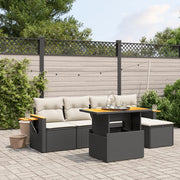 Set Divano da Giardino 6 pz con Cuscini Nero in Polyrattancod mxl 92758
