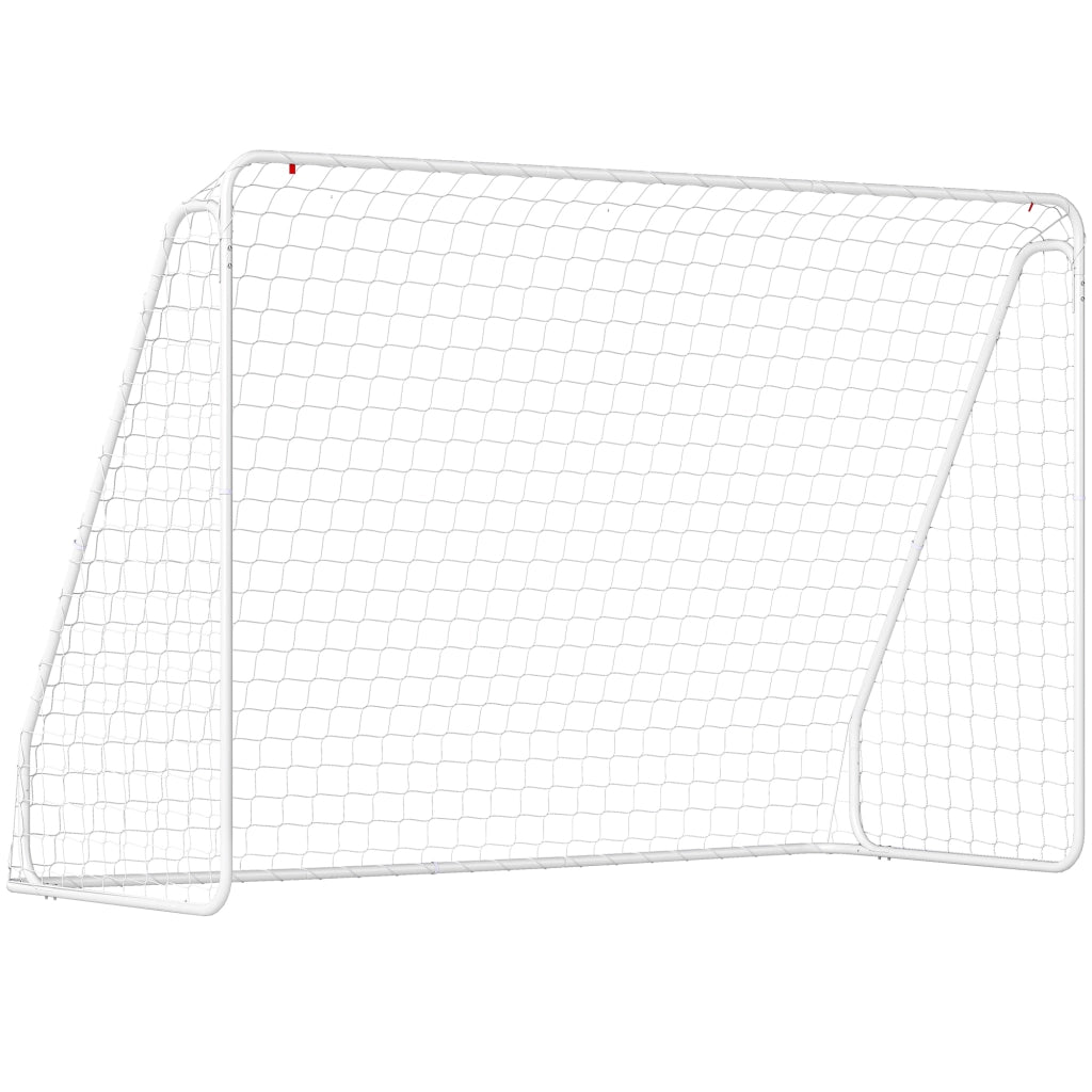 Porta da Calcio per Giardino 301x120x200 cm con 6 Picchetti a U in PE e Metallo Epossidico Bianco