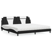 Letto con Materasso Nero e Bianco 200x200cm in Similpellecod mxl 115676