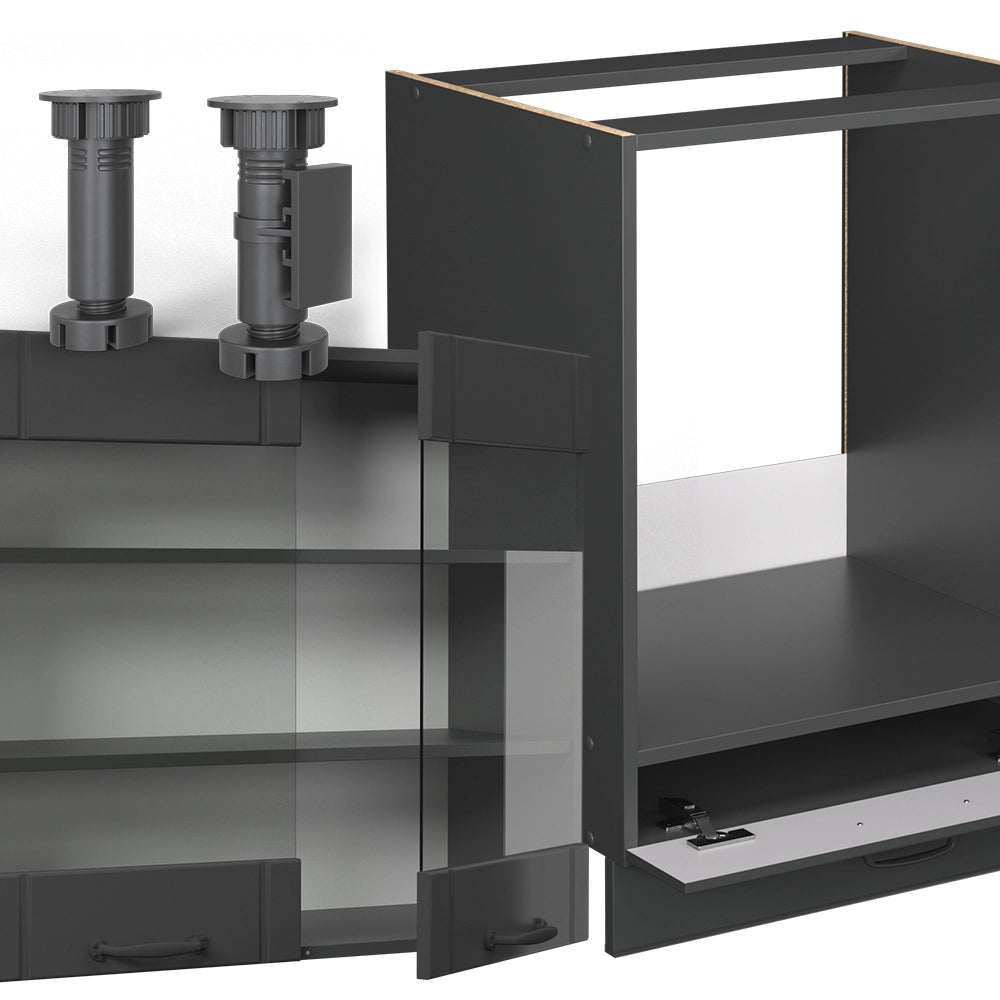Cucina angolare completa Fame-Line Grigio scuro/Antracite 287 x 60 cm, PL Rovere Vicco