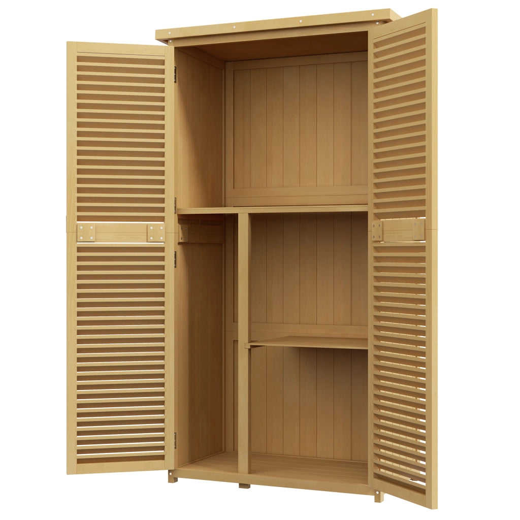 Casetta da Giardino i Legno a 4 Ripiani con Anta a Persiana, 87x46.5x160 cm, Giallo e Verde