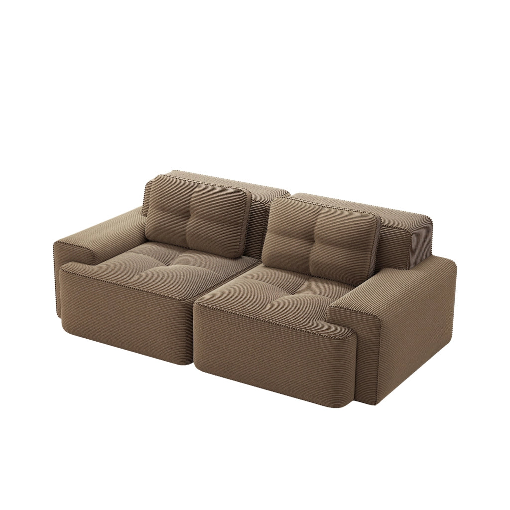 Divano Modulare Boneless ¨C MINIMAL ¨C Velluto a Coste, Braun, Sofa 2 Posti con Letto