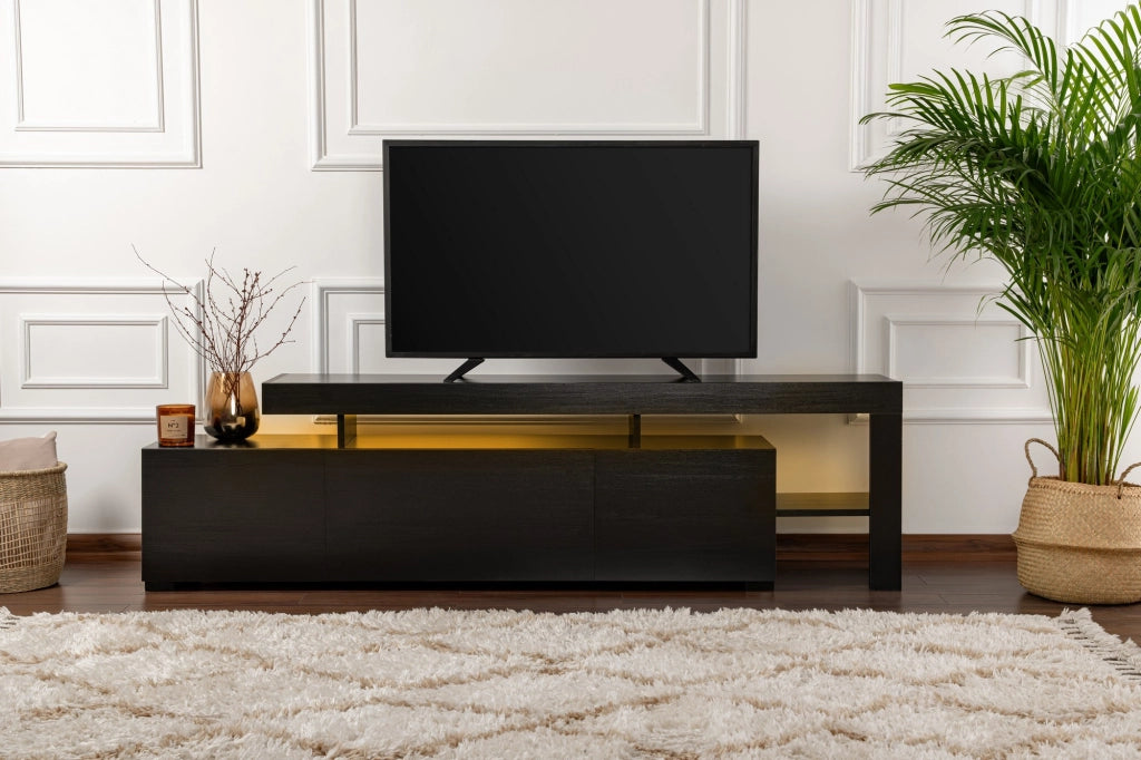 Porta TV in legno "Beliz" 192 x 37 x 53 cm - Legno nero