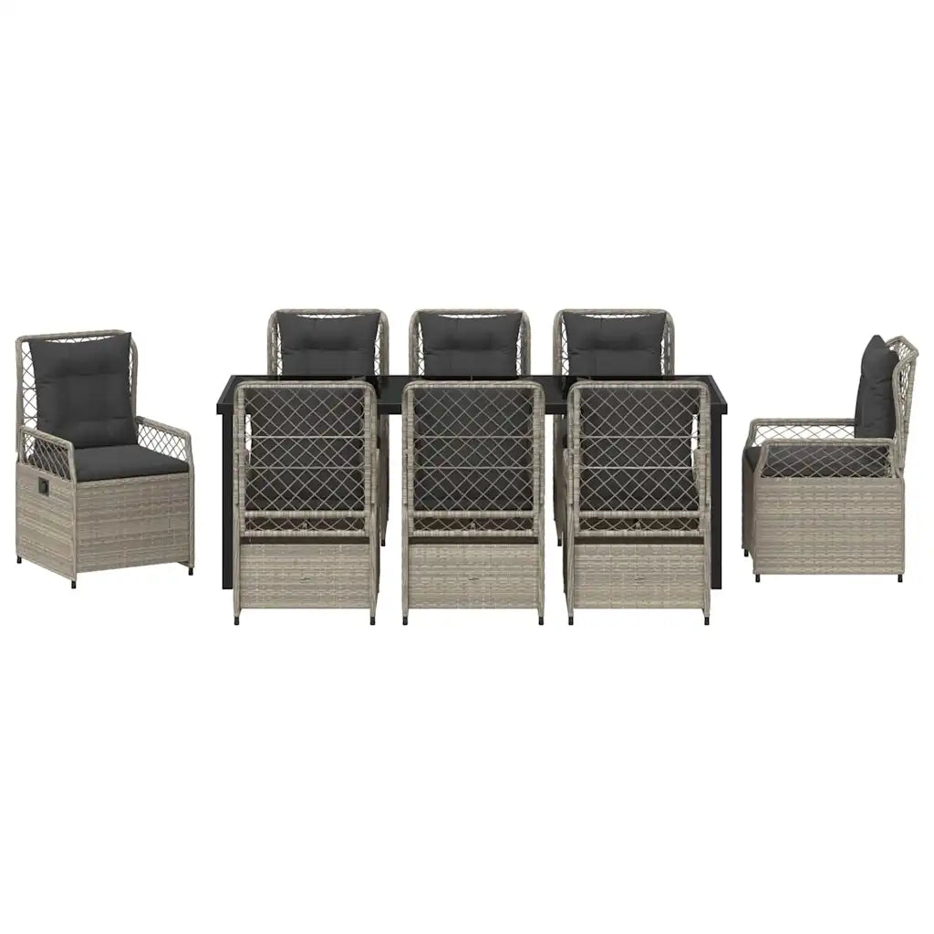 Set da Pranzo per Giardino 9 pcs Grigio chiaro polyrattan 3381022